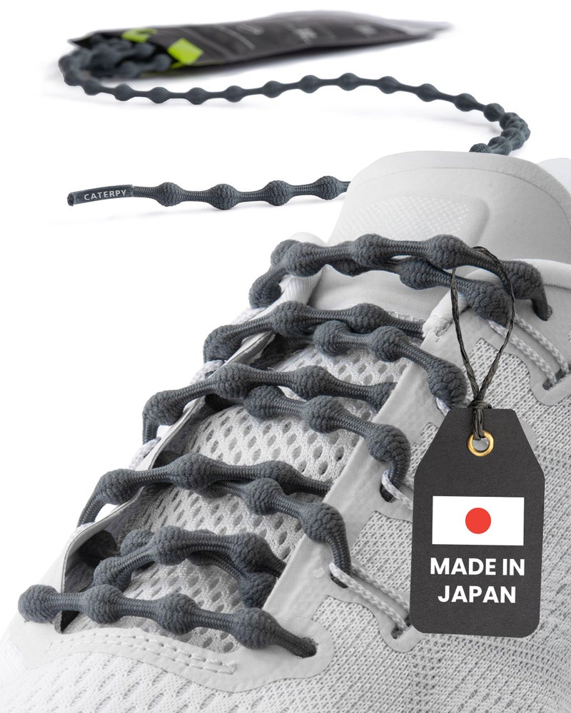 Caterpy RUN - Ultimate No Tie Shoelaces for Adults & Kids - Versatile & Easy-to-Use Shoe Laces - Gunmetal Gray, Standard, Single Pack - Image 1